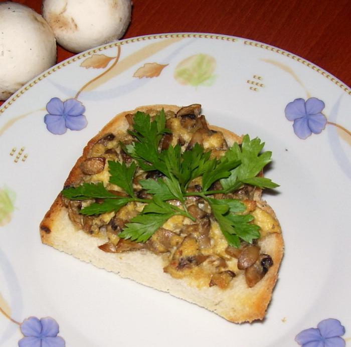 sanduíches com cogumelos e queijo