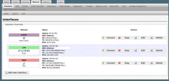 configurações de redefinição de openwrt